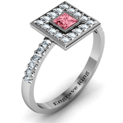 Bezel Princess Stone with Channel Accents in the Band Personalised Ring  - AMAZINGNECKLACE.COM