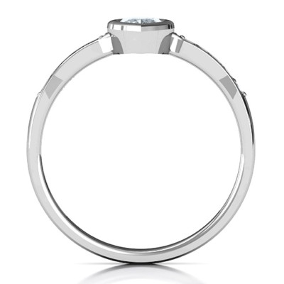 Bezel Set Love Personalised Ring with Accents - AMAZINGNECKLACE.COM