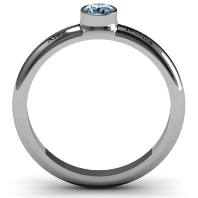 Bezel Set Solitaire Personalised Ring - AMAZINGNECKLACE.COM