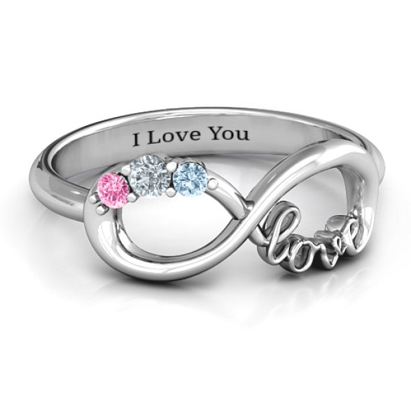 Birthstone Infinity Love Personalised Ring  - AMAZINGNECKLACE.COM