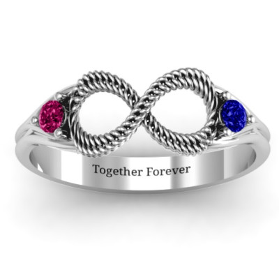 Braided Infinity Personalised Ring with Two Stones  - AMAZINGNECKLACE.COM