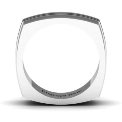 Bridge Grooved Square-shaped Men's Personalised Ring - AMAZINGNECKLACE.COM