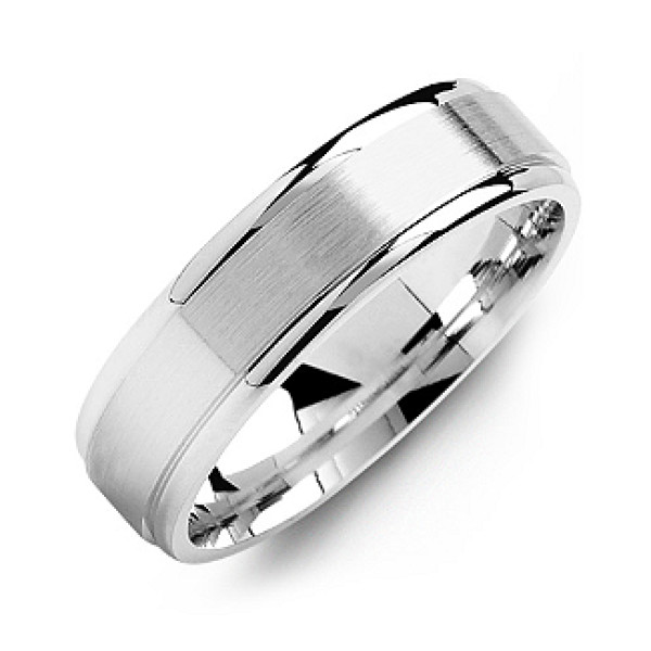 Brushed Centre Men's Personalised Ring with Polished Edges - AMAZINGNECKLACE.COM