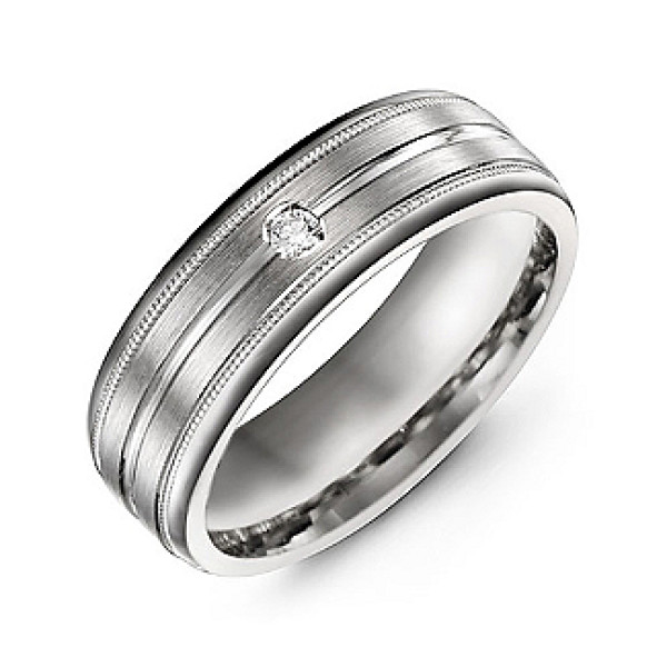 Brushed Layer Men's Personalised Ring with Milgrain Edges - AMAZINGNECKLACE.COM