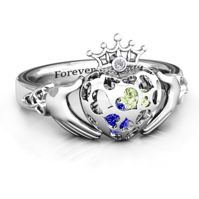 Caged Hearts Claddagh Personalised Ring - AMAZINGNECKLACE.COM