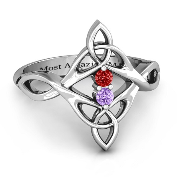 Celtic Sparkle Personalised Ring with Interwoven Infinity Band - AMAZINGNECKLACE.COM