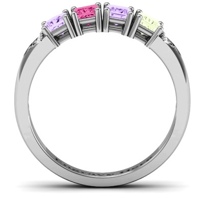 Classic 2-7 Princess Cut Personalised Ring with Accents - AMAZINGNECKLACE.COM