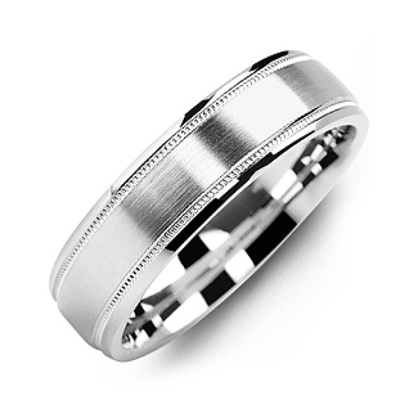 Classic Brush Milgrain Men's Personalised Ring - AMAZINGNECKLACE.COM