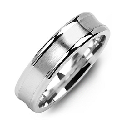 Classic Contoured Men's Personalised Ring with Brushed Centre - AMAZINGNECKLACE.COM