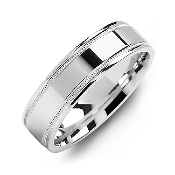 Classic High-Polish Milgrain Men's Personalised Ring - AMAZINGNECKLACE.COM