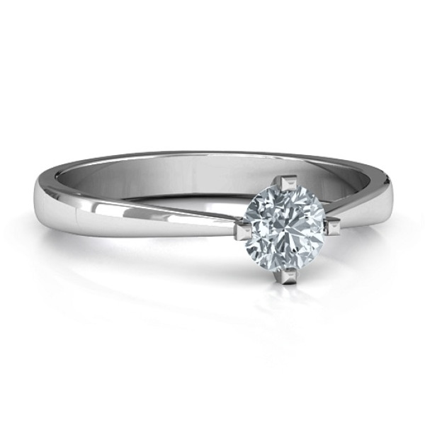 Classic Round Solitaire Personalised Ring - AMAZINGNECKLACE.COM