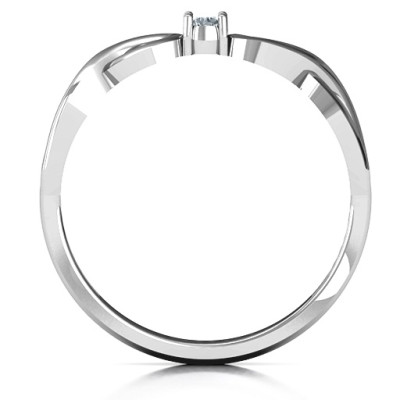 Classic Solitare Sparkle Personalised Ring with Infinity Band - AMAZINGNECKLACE.COM