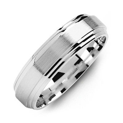 Classic Two-Line Milled-Brush Men's Personalised Ring - AMAZINGNECKLACE.COM