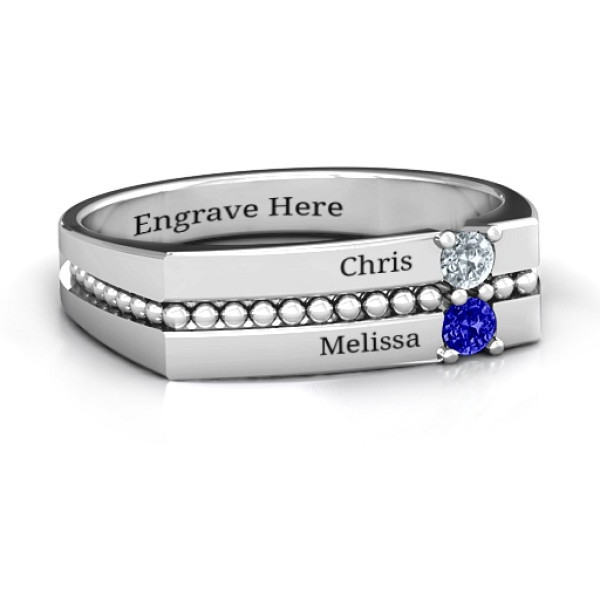 Crevice Beaded Women's Personalised Ring - AMAZINGNECKLACE.COM