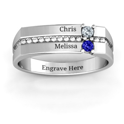 Crevice Beaded Women's Personalised Ring - AMAZINGNECKLACE.COM