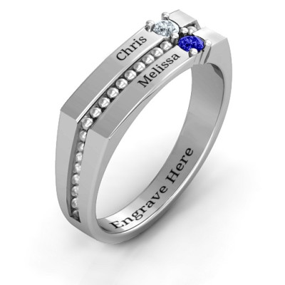 Crevice Beaded Women's Personalised Ring - AMAZINGNECKLACE.COM