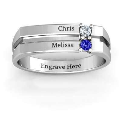 Crevice Grooved Women's Personalised Ring - AMAZINGNECKLACE.COM