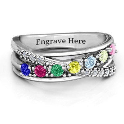 Crossover Accent Multi Band Personalised Ring - AMAZINGNECKLACE.COM