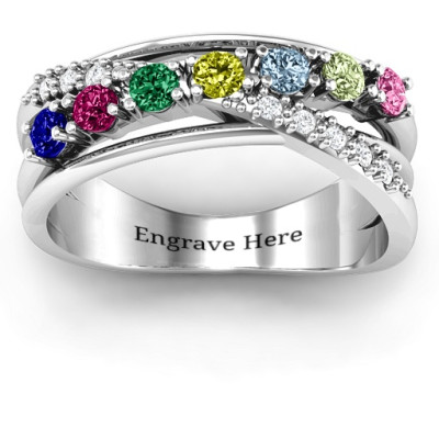 Crossover Accent Multi Band Personalised Ring - AMAZINGNECKLACE.COM
