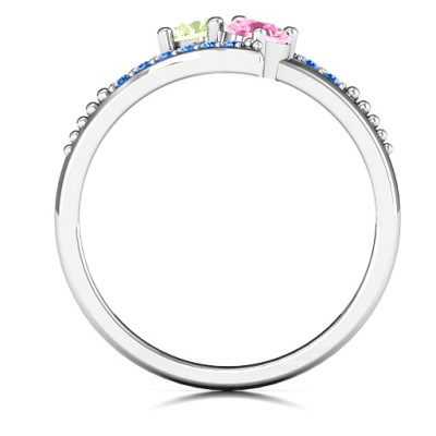 Diagonal Dream Personalised Ring With Round Stones  - AMAZINGNECKLACE.COM