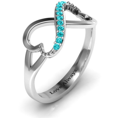 Double Heart Infinity Personalised Ring with Accents - AMAZINGNECKLACE.COM