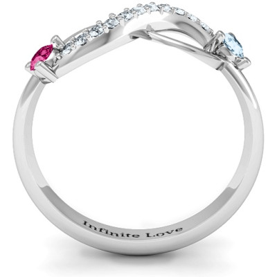 Double Stone Infinity Accent Personalised Ring  - AMAZINGNECKLACE.COM