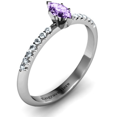 Elegant Marquise with Accent Band Personalised Ring - AMAZINGNECKLACE.COM