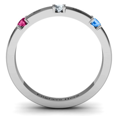 Elegant Three Gemstone Personalised Ring  - AMAZINGNECKLACE.COM
