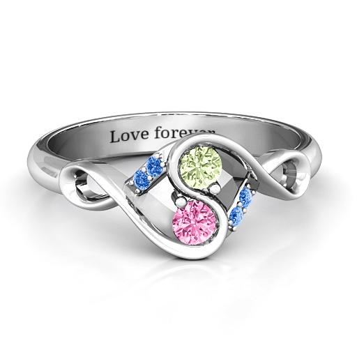 Element of Infinity Two Stone Personalised Ring - AMAZINGNECKLACE.COM