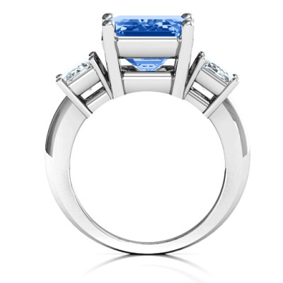 Emerald Cut Trinity Personalised Ring - AMAZINGNECKLACE.COM
