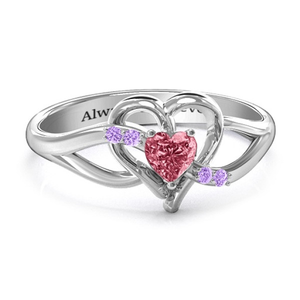 Endless Romance Engravable Heart Personalised Ring - AMAZINGNECKLACE.COM
