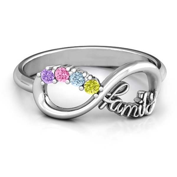 Family Infinite Love with Stones Personalised Ring  - AMAZINGNECKLACE.COM