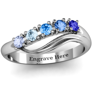 Five Stone Wave Personalised Ring  - AMAZINGNECKLACE.COM
