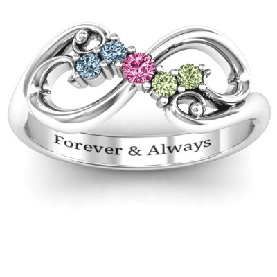 Flourish Infinity Personalised Ring with Gemstones  - AMAZINGNECKLACE.COM