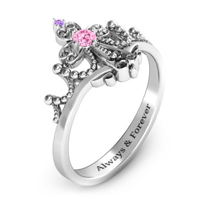 Forever And Always Tiara Personalised Ring - AMAZINGNECKLACE.COM