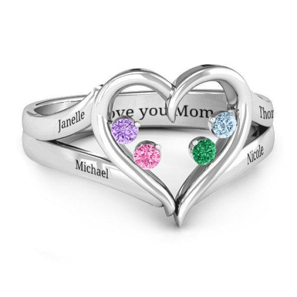 Forever In My Heart Birthstone Personalised Ring  - AMAZINGNECKLACE.COM