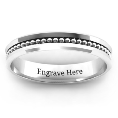 Forge Beaded Groove Bevelled Women's Personalised Ring - AMAZINGNECKLACE.COM