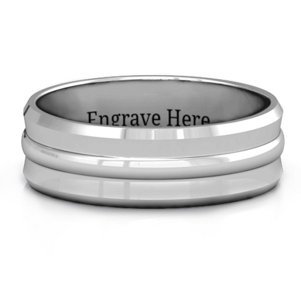 Forge Bevelled and Banded Men's Personalised Ring - AMAZINGNECKLACE.COM