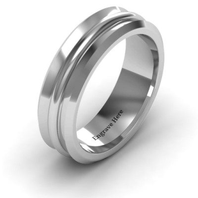 Forge Bevelled and Banded Men's Personalised Ring - AMAZINGNECKLACE.COM