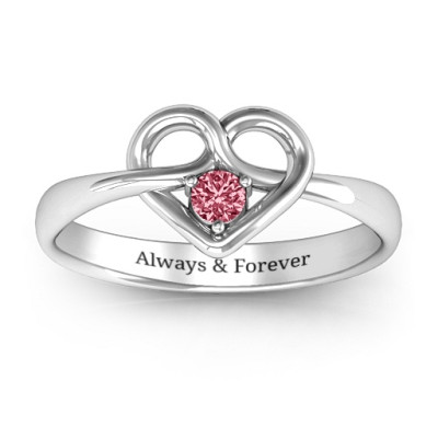 Forget Me Knot Heart Infinity Personalised Ring - AMAZINGNECKLACE.COM