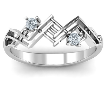 Geometric Glamor Personalised Ring - AMAZINGNECKLACE.COM