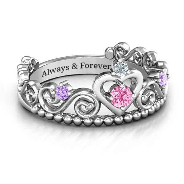 Happily Ever After Tiara Personalised Ring - AMAZINGNECKLACE.COM
