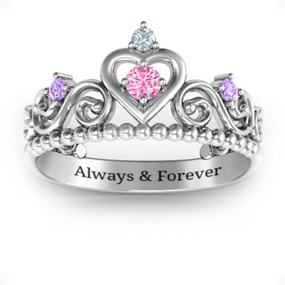 Happily Ever After Tiara Personalised Ring - AMAZINGNECKLACE.COM