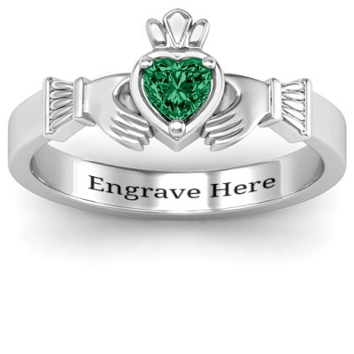 Heart Stone Claddagh Personalised Ring  - AMAZINGNECKLACE.COM