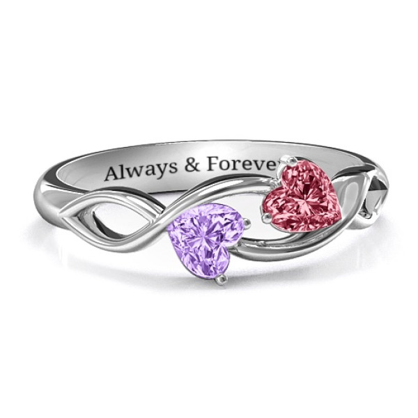 Heavenly Hearts Personalised Ring with Heart Gemstones  - AMAZINGNECKLACE.COM
