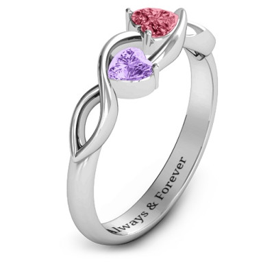 Heavenly Hearts Personalised Ring with Heart Gemstones  - AMAZINGNECKLACE.COM