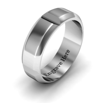 Hercules Quad Bevelled and Grooved Men's Personalised Ring - AMAZINGNECKLACE.COM