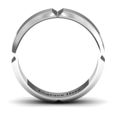 Hercules Quad Bevelled and Grooved Men's Personalised Ring - AMAZINGNECKLACE.COM