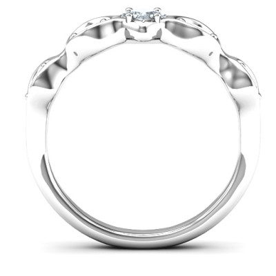 Infinite Wave with Princess Cut Centre Stone Personalised Ring  - AMAZINGNECKLACE.COM