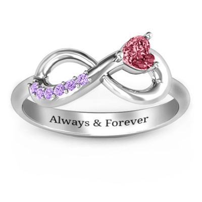 Infinity In Love Personalised Ring with Accents - AMAZINGNECKLACE.COM